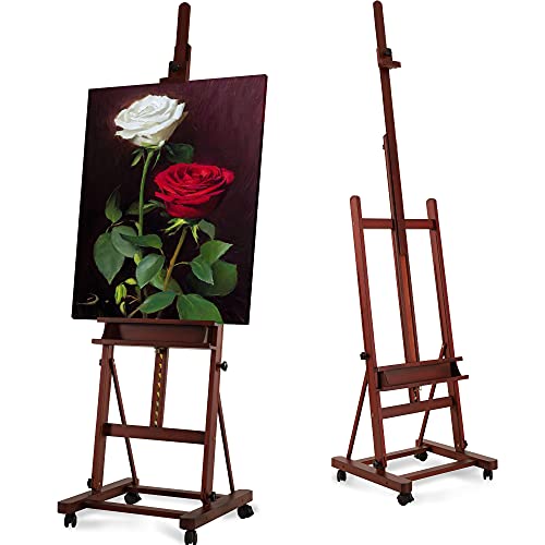 VISWIN Premium H Frame Caballete 190-370cm H, Caballete de Artista Grande de Madera de Haya para Pintar Lienzo, Caballete de Arte Móvil para Adultos, Caballete con Almacenamiento