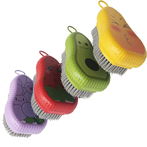 Juego de 4 Pinceles para Limpiar, cerdas durables, Cepillo de lavandería, Cepillo para encimeras, Cepillo de lechada para bañeras, cep...