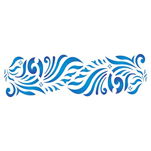 Plantilla barroca de 50,80 x 15,24 cm (L) – Classic Victorian Scroll Relief Wall Border Plantilla para pintar