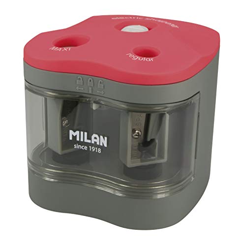MILAN BWM10278 - Sacapuntas Power Sharp, Gris/Rojo, 7 x 6.5 cm