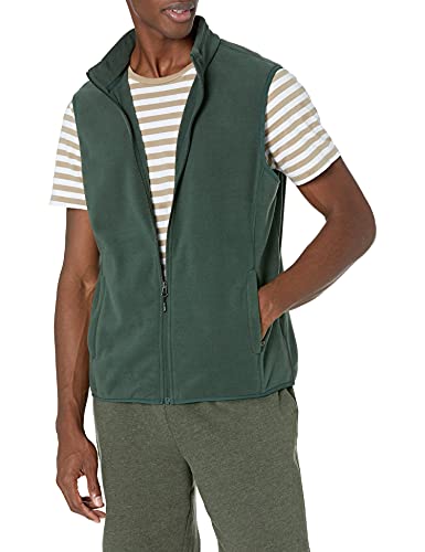 Amazon Essentials Chaleco de Forro Polar con Cremallera Completa (Disponible en Tallas Grandes y Largos Especiales) Hombre, Verde Bosque, XL