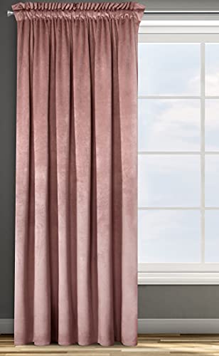 Eurofirany Rosa Cortina Opaca Terciopelo con Cinta de Cortina - 1 Unidad, Panel, Suave, Drapeado, Clásico, Elegante, Salón, Dormitorio, 200 g/m², 140x270 cm, Rosa Oscuro