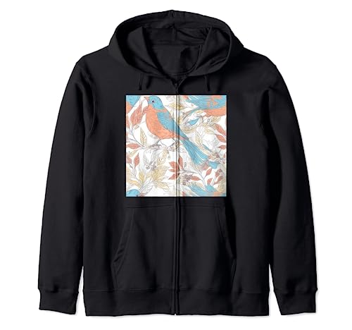 Susurros de color: un pájaro pastel en un dibujo de rama Sudadera con Capucha