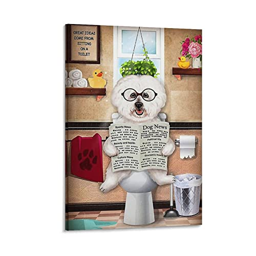 Bichon Frise - Póster artístico de lectura de noticias y arte de pared, diseño moderno de dormitorio familiar, 20 x 30 pulgadas (50 x 75 cm)