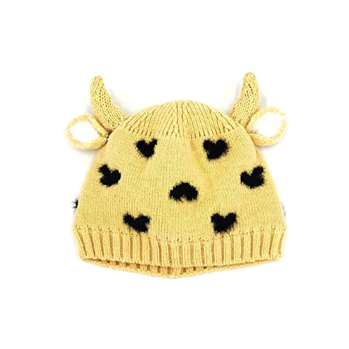 BENHAI 1-2-5 Años Gorra De Bebé Otoño Invierno Sombrero, Orejas De Becerro De Dibujos Animados Sombrero De Algodón para Niños para Actividades Al Aire Libre 1-5 Años Amarillo Canario
