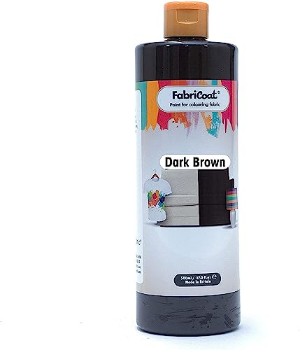 FabriCoat Pintura textil, se utiliza para restaurar o cambiar el color de tapicerías, muebles, interiores de coches, prendas de ropa y calzado (250 ml, marrón oscuro)