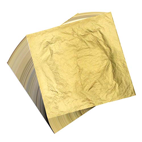 100 Hojas gold leaf pan de plata 16 por 16 cm Hojas de Pan de Imitación para Artesanía de Dorado, Proyectos de Artes, Decoración de Muebles Pan de Oro de Imitación para Artes, Artesanía de Dorado