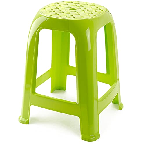 AC – Taburete PVC, Multiusos de plástico Resistente, Ideal para el hogar, Clases o Trabajo, 46.5 x 37 x 37 cm, Color Amarillo Verdoso