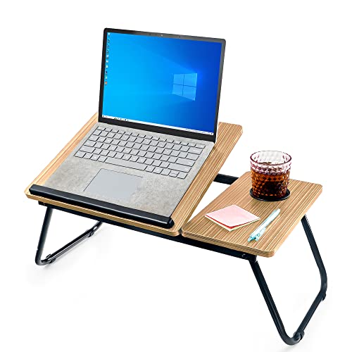unycos - Mesa Plegable para Ordenador Portátil - Bandeja para Cama Multifuncional, Ideal para Comer, Trabajar, Leer, Escribir o Ver Películas - Mesa de Trabajo - Soporte Laptop, Atril (Walnut)
