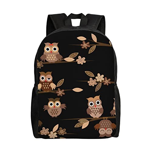 Poppies Field - Mochila de viaje para hombre y mujer, diseño de ladrillos amarillos, mochila para laptop de negocios, mochila casual, Lindos búhos de dibujos animados marrones, Talla única
