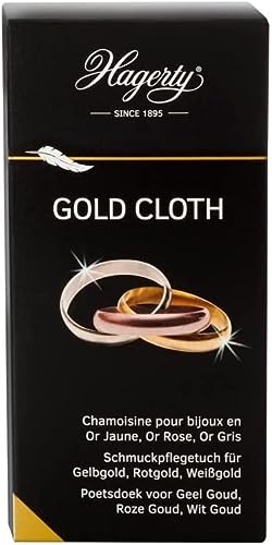 Hagerty Paño Limpio para Oro para Anillos, Pulseras, Collares, 36 cm x 30 cm, Dorado