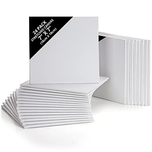 Belle Vous Pack de 24 Lienzos para Pintar 18 x 18 cm - Set Paneles de Lienzo Pre Estirado - Aptos para Pintura Acrílica y al Óleo - Lienzo Blanco para Bocetos y Dibujos