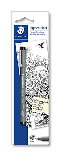 Staedtler Pigment Liner 30805-9BKD - Rotulador calibrado ancho de línea 0,5 mm. Color negro. Blister 1 rotulador