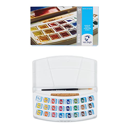 Van Gogh Acuarela - Caja de pintura plástica de 24 pinturas con pincel