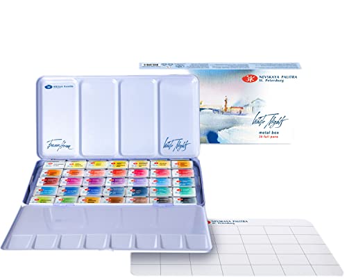 White Night Artist - Juego de acuarela, 35 colores en una caja de metal