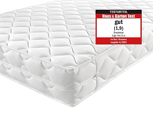 DREAMSTAR Ergo Flex Duo I Colchón ortopédico de espuma fría de 7 zonas, 16 cm de altura, certificado Öko-Tex, grado de dureza 2 y 3, 90 x 190 cm