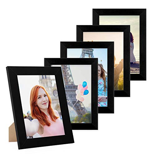 PHOTOLINI Juego de 5 marcos 13x18 cm Basic Collection modernos negros de MDF incluyendo accesorios/collage de fotos/galería de imágenes