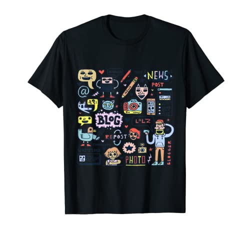 Redes sociales Dibujos animados Blog Publicación Noticias Photo Repost Blogger Lol Camiseta