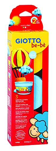 Giotto Be-Bè Pasta Para Jugar 100 G. Estuche 3 Uds. (Amarillo + Cyan + Rojo)