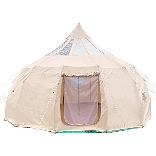 BAWHO Tienda de Lona de Lujo de Lona 5M/900D Tienda de Tela Ox4 Temporada Gran Lienzo Yurta de Glamping Yurta para Camping Party/Caqui/5 * 5 * 3,15 Metros