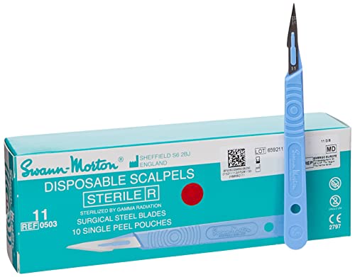Swann-Morton 0503 Scalpel desechable estéril, 11 Tamaño, Paquete de 10