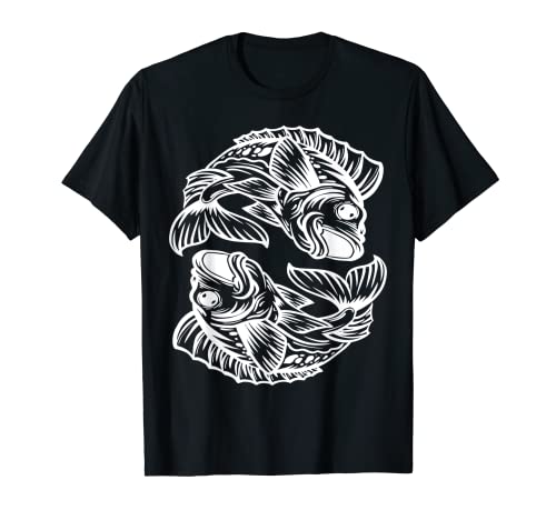 Koi Fish Pesca Carpa Japón Grabado Azul Kawaii Rod Line Camiseta