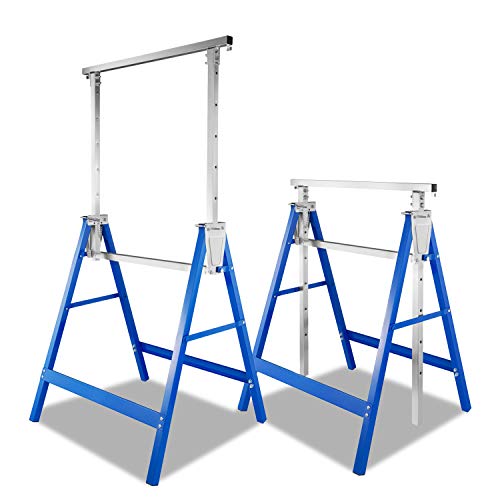 SWANEW 2 x Andamios de 200 kg de carga, caballete plegable de metal, altura de trabajo variable de 800 – 1300 mm, altura regulable