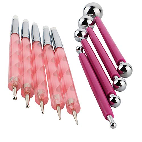 CESFONJER Bolas Para Modelar, Juego de 9 PCS Herramientas de Cerámica y Arcilla Para Escultura Manualidades/Arte de Uñas Herramientas (Rojo, Acero Inoxidable)