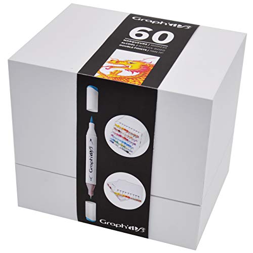 GRAPH'IT - Estuche de 60 rotuladores Brush, surtidos, pincel/extra fina