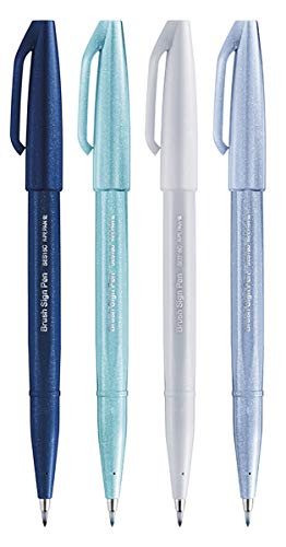 Pentel SES15C - Juego de 4 unidades de pincel para signo de invierno