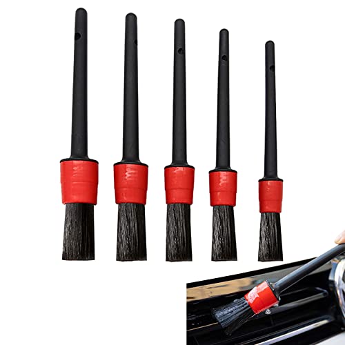 Helweet Pincel Limpieza Coche, Cepillo Limpieza Coche, Pincel Detalle Auto, Cepillo Detalle Coche, Cepillos de Limpieza para Detalles de Uso Húmedo y Seco para Limpiar el Exterior el Interior, 5 Pack