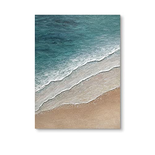 XIAONI Cuadros Pintados A Mano Abstractos,Pintura Al Óleo Abstracta Moderna sobre Lienzo Sin Marco Pintura Fresca Olas De Playa Pintadas A Mano Ilustraciones con Textura Vertical Decoración del Hoga