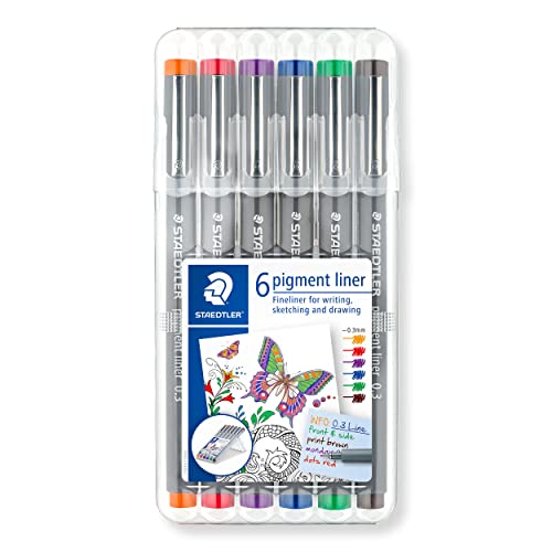 Staedtler 308 02-9 - Rotulador de punta fina, 0.3 mm, Multicolor, Paquete de 6 colores