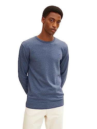 TOM TAILOR 202212 Strickpullover Crewneck Jersey para Hombre, Azul (18964 - Vintage Indigo Blue Melange), M