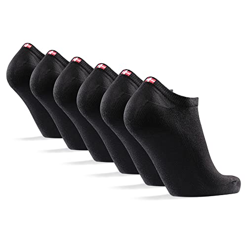 DANISH ENDURANCE 6 Pack Calcetines Tobilleros en Bambú, Calcetines Cortos Transpirables, Extra Suaves, Negro, 43-47