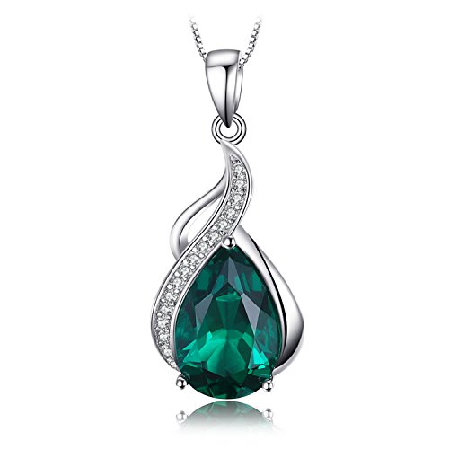 JewelryPalace Collar Plata Mujer con 2.8ct Esmeralda Verde Simulado Corte Pera en Cadena 45cm,Colgante Gota de Agua Plata de Ley 925 con Circonita,Collar Niña con Piedra Preciosa,Conjunto Joyas Mujer
