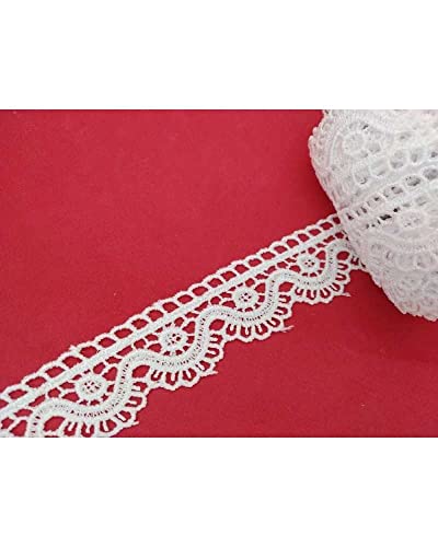 Puntilla Macramè Puntilla Tachas Arcos De Medio 3 Cm De Altura - Blanco