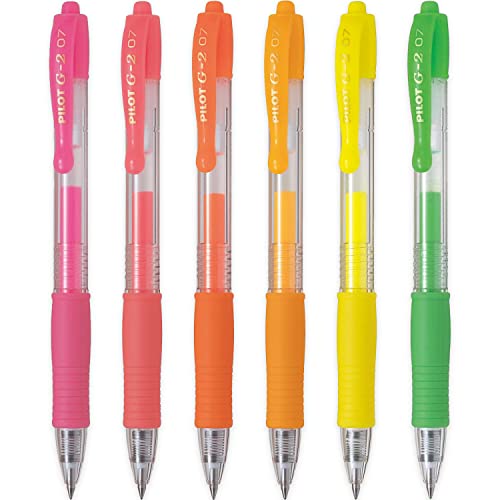 Pilot G2 07 - Bolígrafos retráctiles de tinta de gel, punta fina de 0,7 mm, juego de 6 unidades