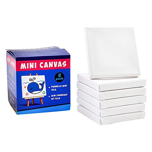 NBEADS Mini Lienzo, 6 Unidades 10x10cm Mini Panel Lienzo 280GSM 100% Algodón Sin ácido Pintura Canvas para Dibujar Decoración de Arte Y Regalo de Manualidades DIY