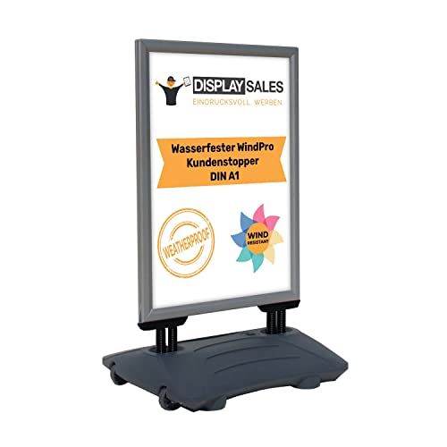 DISPLAY SALES - Panel publicitario A1 | WindPro® Slim DIN A1 | Caballete publicitario | tamaño de póster | Soporte Para Cartel Grigio | tablero Soporte Para Cartel utilizable por ambas caras