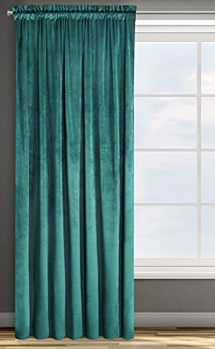Eurofirany Rosa Cortina Opaca Terciopelo con Cinta de Cortina - 1 Unidad, Panel, Suave, Drapeado, Clásico, Elegante, Salón, Dormitorio, 200 g/m², 140x270 cm, Turquesa Oscura