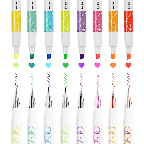 Hossom 8 Colores Rotuladores y Bolígrafos de Gel, Marcadores Fluorescentes Doble Punta Rotuladores Lettering Pastel Kit Purpurina para oficina, escuela, niños papelería