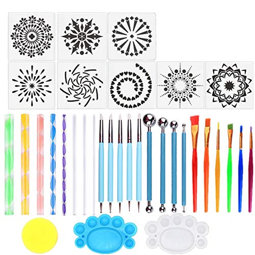 TOEFIT Kit Mandalas y Pinturas Kit Mandalas Mandala puntillo Herramientas Herramientas Kit de Herramientas de punteo de Mandala DIY Mandala de la Plantilla B