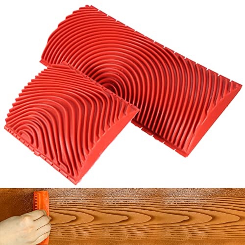 2 Pzs Herramienta de Grano de Madera Imitación Madera Grano Cepillo Veteador Efecto Madera para Decoración en Pared, Puertas,9cm/13cm