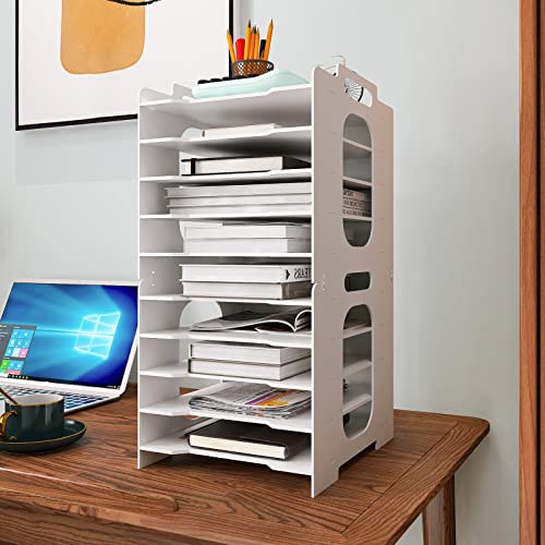 PUNCIA Organizador de Papel A4 de Oficina para Soporte de Archivos de Escritorio Bandeja de Cartas y Estante de Almacenamiento de Documentos (10 Tier)