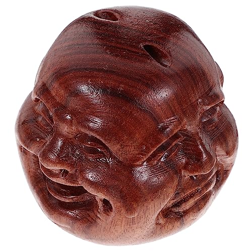 SEWACC Mango De Artesanía De Madera Tallada Figura Escultura De Dibujos Animados De Talla De Madera Estatua De Cabeza De Buda Decoración De Escritorio Cabeza De Buda Decoración De Madera