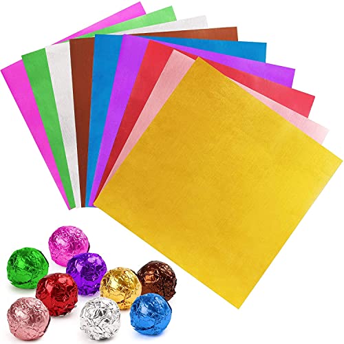 Envoltorio de Chocolate de Caramelo, Taozoey 800 Piezas Papel de Aluminio para Chocolate, Envoltorios de Papel de Aluminio, Hojas de Papel de Colores para Caramelos,10x10cm