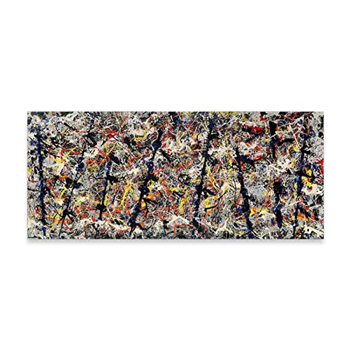 Reproducción de pinturas. Jackson Pollock《Polos azules：Número 11》 . Lienzo Pintura al óleo Póster Artístico Imagen Fondo de pared Decoración Decoración del hogar 30x60cm (11.8x23.6in) Sin marco