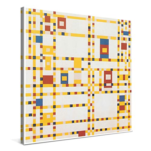 PICANOVA – Piet Mondrian – Broadway Boogie Woogie 80x80cm – Cuadro sobre Lienzo – Impresión En Lienzo Montado sobre Marco De Madera (2cm) – Disponible En Varios Tamaños – Colección Arte Clásico