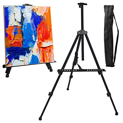 Pinsheng Caballete de Pintura regulable de 50 a 160 cm, Caballete de mesa plegable con bolsa de transporte, multifuncional caballetes pequeño portátiles para Pintura,Póster,Boda,Niños,Adultos, Negro